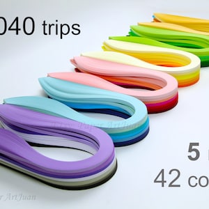 Carta per quilling da 5 mm, 42 colori, 5040 strisce, Alta qualità con 120 g/m², Quilling per adulti bambini principianti, Forniture per penne, Lunghezza: 21,26" (540 mm)