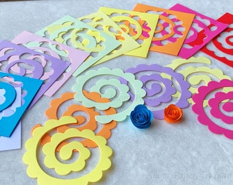 Paper Rose,Rolled Paper flowers,Quilling Supplies,3D Cut rolled flowers,3 sizes/10 colors/30 pieces in 1 pack