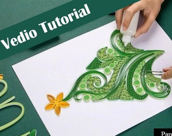 Quill Christmas tree tutorial,Christmas Ornaments Pattern,Detailed vedio,Quilling Template,Printable Paper Craft Template,Paper Quilling Art