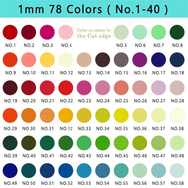 1mm Quillingstreifen, 78 Farben zur Auswahl ( Nr.1-Nr.40), 100 Streifen / Packung, Länge 390mm, Farbkarte, Wunschfarbe!