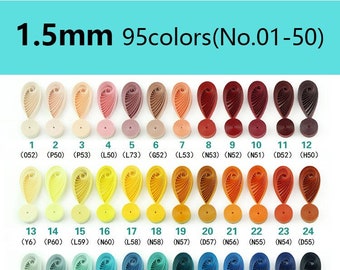 1.5mm Quilling paper strips,95 colors to select(No.1-No.50),Bulk discount available,116gsm Japanese paper,Get any color you want!