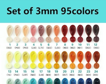 Set of 95 colors 3mm Quilling paper strips,Quilling For Adultskids,Crafts kits,Japanese 116gsm paper strips,Get any color you want!