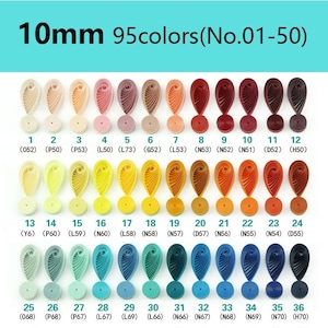 Tiras de papel quilling de 10 mm, 95 cores para selecionar (nº 1 a nº 50), desconto em grandes quantidades disponível, papel japonês de 116 g/m², escolha a cor que quiser!