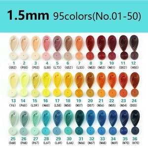 Strisce di carta per quilling da 1,5 mm, 95 colori tra cui scegliere (dal n. 1 al n. 50), sconti per grandi quantità disponibili, carta giapponese da 116 gsm, scegli il colore che preferisci!
