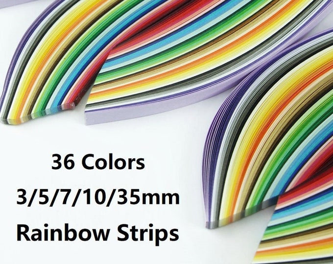 3/5/7/10/35mm Rainbow quilling paper strips to choose from,36 colors,180strips/pack,High quality 120gsm,Quilling Supplies,Quilling art