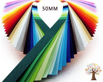 50mm 36 colors Quilling paper strips,Crafts kits,Quilling for adults kids,QuillingSupplies,High quality 180 gsm,43"long,5 strips/color