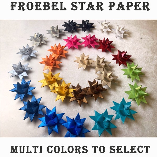 Moravian German Froebel Star Strips - 8 colors 5mm/10mm Width to select, Metallic Paper Strips, 88Lb (130gsm)  Text weight Suprime quality