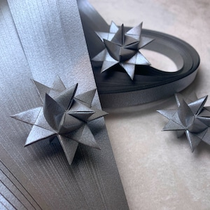 Froebel Star Strip Mährischen Streifen-Silber grau (60 Streifen/Packung für 30 Sterne), 5mm/10mm MetallicPaperStrips, hohe Qualität 130GSM (Papiergewicht)