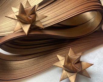 Moravian German Froebel Star Strips-Bronze (60 strips/pack), 5mm/10mm Metallic Paper Strips, High quality 130GSM (Paper weight)