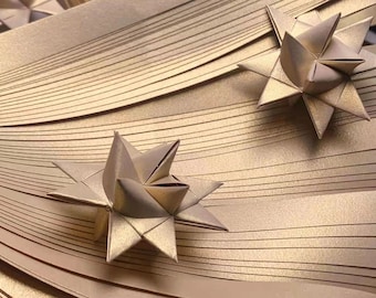 Moravian German Froebel Star Strips- Ivory Yellow (60 strips/pack), 5mm/10mm Metallic Paper Strips, High quality with 130GSM