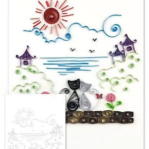 10 Quilling Templates,Patterns to make Christamas cards,Balloon,Love,Heart,Cat,Fish,Butterfly,Ornaments,Printable Paper Craft Template image 6