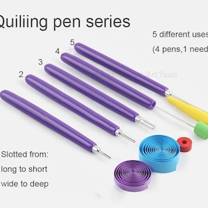 Slotted Quilling pen Set of 5, Quilling Tools,Quill supplies,Quilling kit for adults kids,Recommended instruction links included