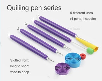 Slotted Quilling pen Set of 5, Quilling Tools,Quill supplies,Quilling kit for adults kids,Recommended instruction links included