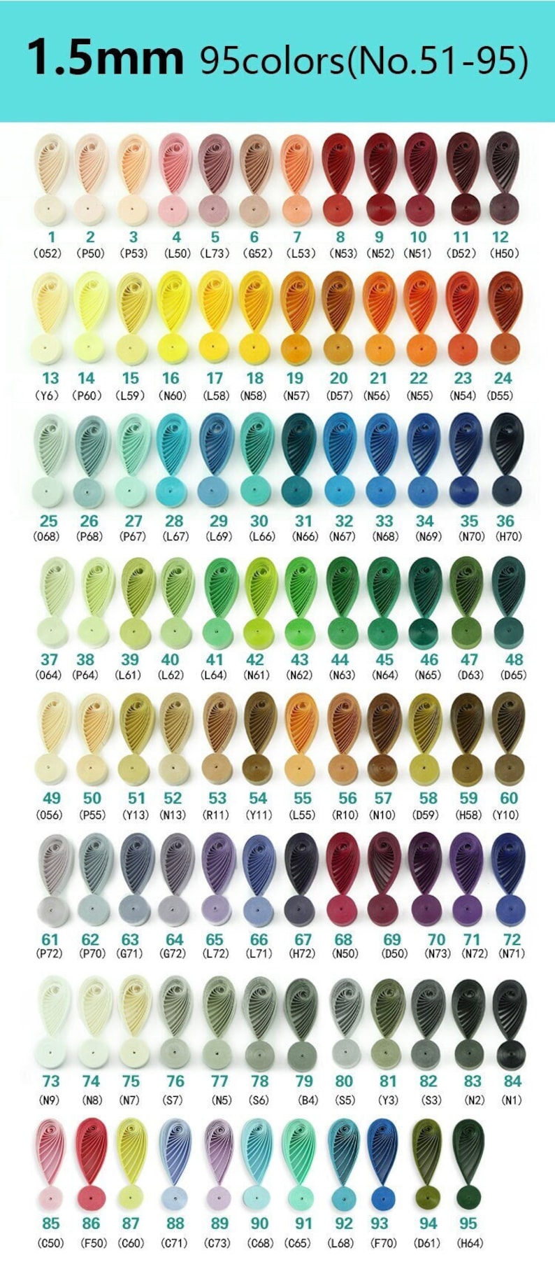 1.5mm Quilling Paper Strips,95 Colors to Select(no.51-no.95),116gsm ...