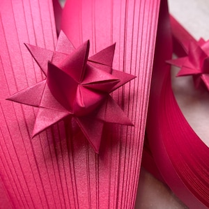 Froebel Star Strips Moravian Strips-Rose Red (60 strips/pack), 5mm/10mm MetallicPaper Strips,High quality 130GSM (Paper weight)