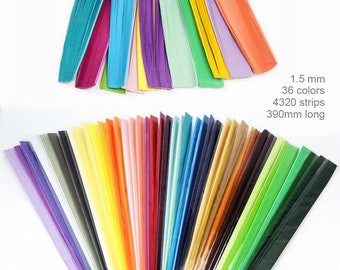 Set of 36 colors 1.5mm(1/16 inch) Quilling paper strips,Total 4320 strips,Quilling art, Quilling for adults kids,Quill Supplies,390mm Lenth