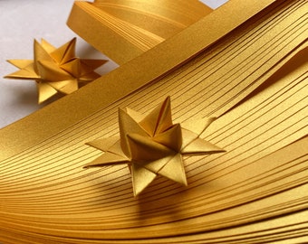 Moravian Froebel Star Strips-Gold Yellow (60 strips/pack), 5mm/10mm Metallic Paper Strips, High quality 130GSM (Paper weight)