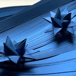 Moravian German Froebel Star Strips-Navy Blue (60 strisce / confezione), 5mm / 10mm MetallicPaperStrips, alta qualità 130GSM (grammatura)