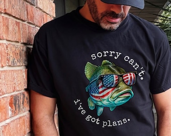 Men's fishing shirt, Bass fishing shirt, Father' day fishing shirt, 4th of July Bass fishing tshirt for men, American Flag fish shirt