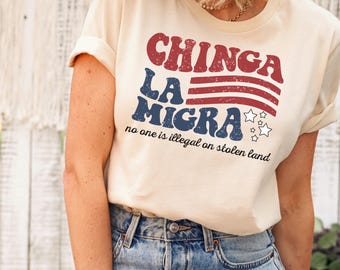 Chinga La Migra Shirt, Abolish ICE Tee, Distressed American Flag