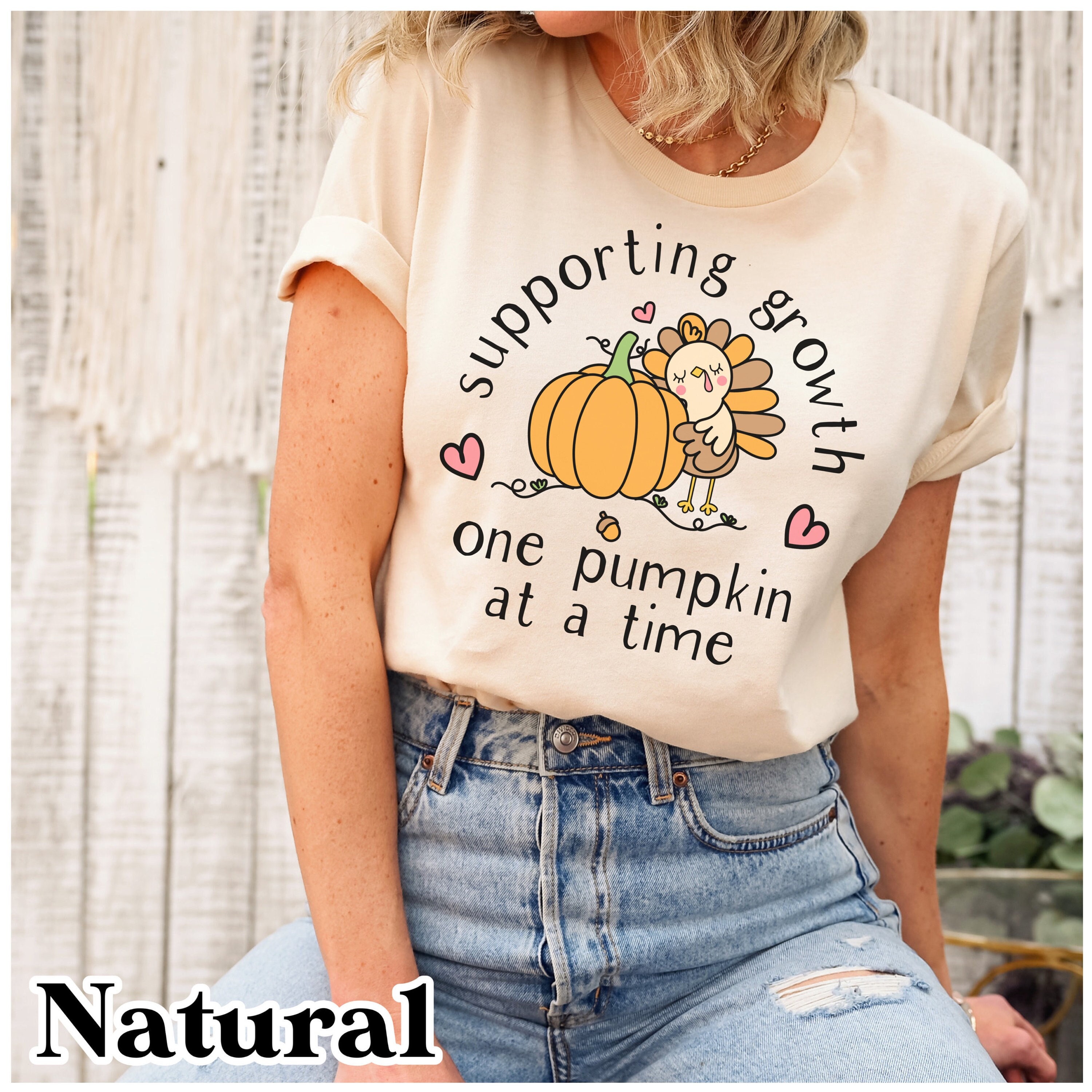 Thankful Teacher shirt, thanksgiving tshirt for teachers, supporting growth one pumpkin at a time, grateful teacher tee, teacher aide, para