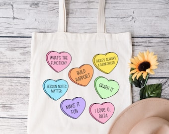 Behavior Analyst tote bag, aba tote bag, Behavior technician gift, ABA therapy gifts, characteristics of ABA, funny ABA Valentines day tote