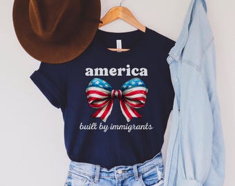 America was built by immigrants shirt, Anti Ice shirt, Pro Immigration tshirt, Anti Trump Shirt, No human is illegal, Human Rights shirt