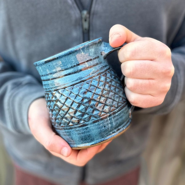 Handmade Dragon Scale Mug || 14 Ounce Ceramic Mug | Hand-Thrown Stoneware Dragon Mug | Dragon Coffee Mug | Dishwasher Safe | Microwave Safe