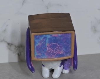 Tv head bunny space 3d printed Leylina Figurines