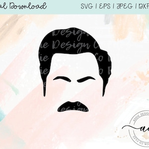 Ron Swanson Silhouette Outline- Parks & Recreation TV Show Inspired SVG