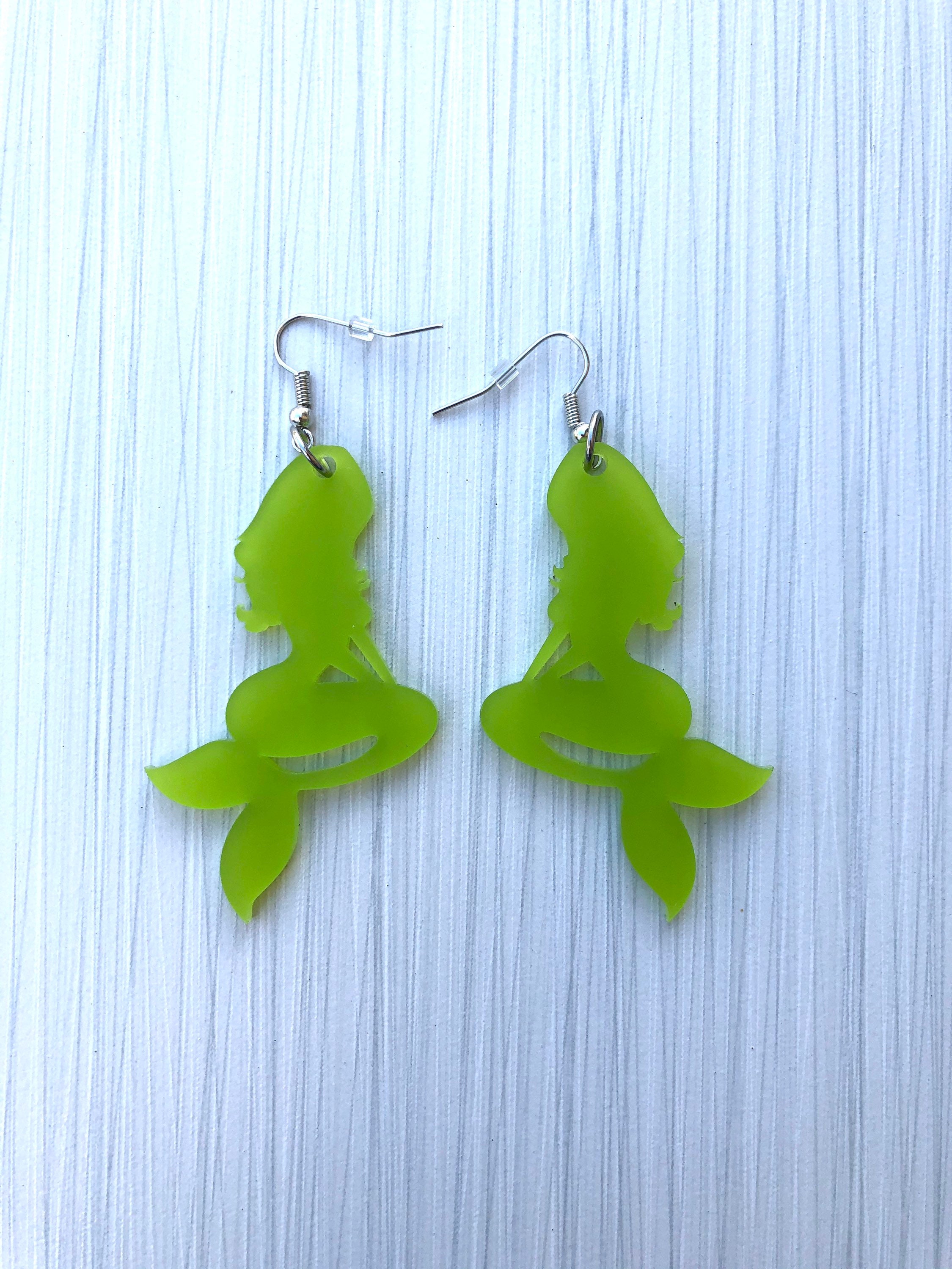 Mermaid Laser Cut Acrylic Earrings Etsy