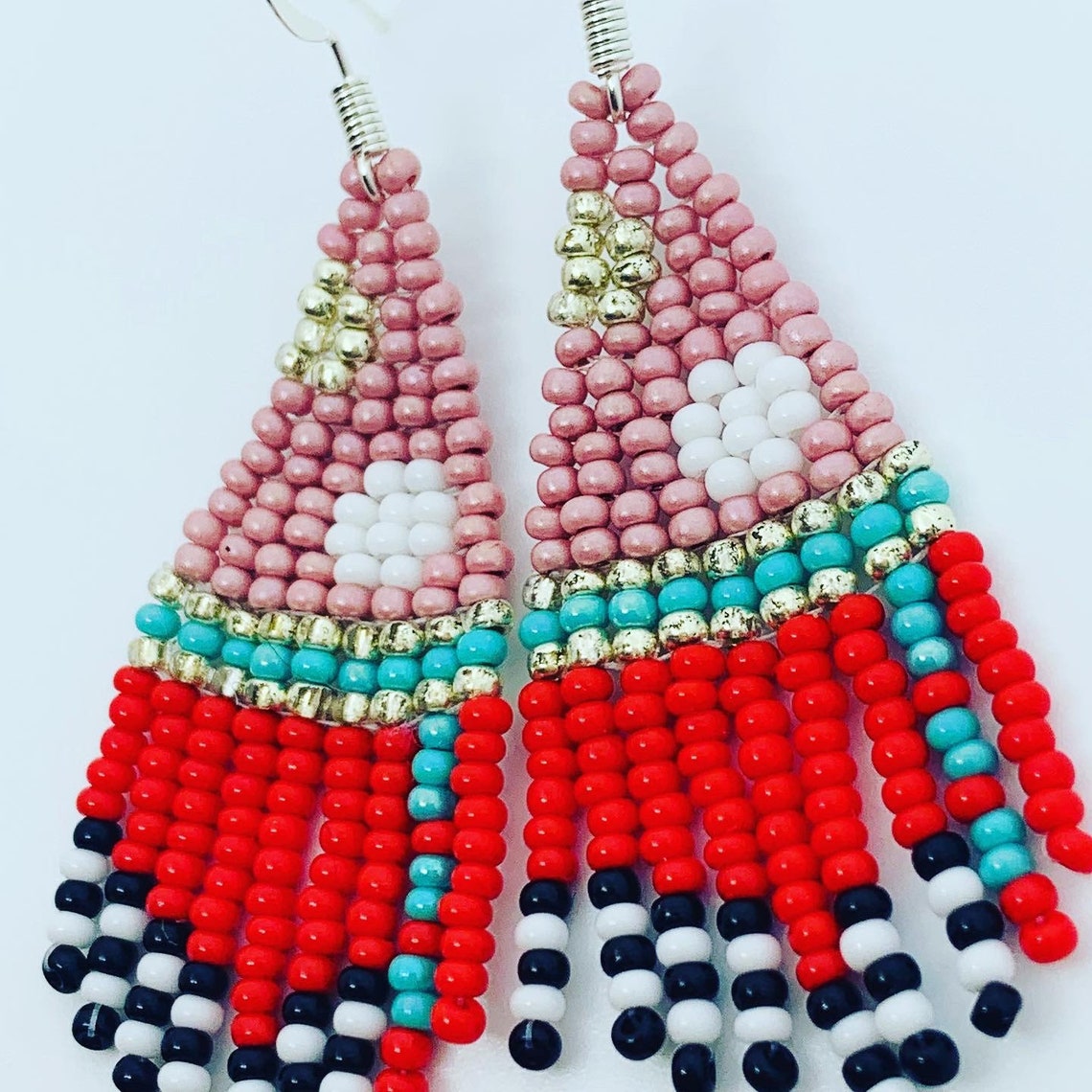 Colorful bright and bold dangle Fringe Earrings. Bohemian Etsy