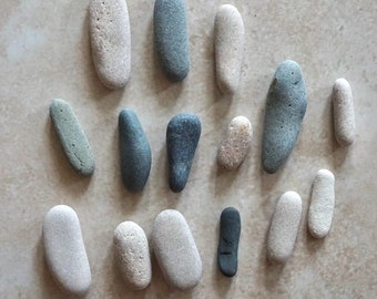 Oblong Beach Pebbles * Set of 15