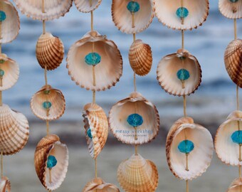 Mediterranean Wind Chime * Custom-made Seashell Windchime * Shell Wall Decor * Shell Wall Hanging * Handmade Windchime * Seashell Boho Decor