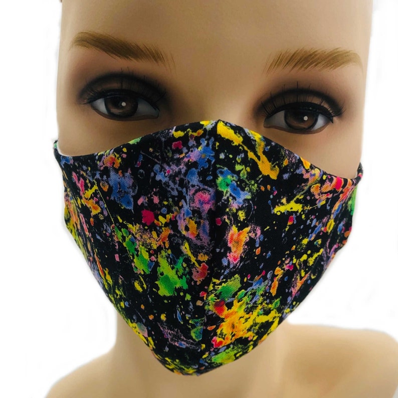 Paint Splatter Print Cloth Face Masks Filters Made in USA | Etsy