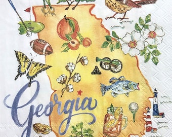 Collage Napkin 5 x 5 Texas Scrapbooking Journal Art State Napkin Junk Journals C176 Decoupage Napkin Tissue Art