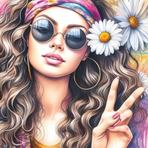 61 immagini Immagini di donne hippie e boho Kit stampabile di arte digitale Download digitale istantaneo Immagini vintage Scrapbooking Journaling Card Making