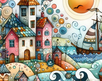 59 images Whimsical Seascape Images Digital Art Printable Kit Instant Digital Download Digitals Scrapbooking Journaling Card Making