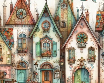 55 images Whimsical City Images Digital Art Printable Instant Digital Download Digital Scrapbooking Journaling Card Making