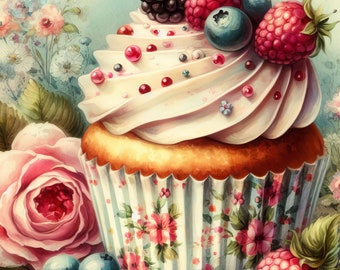 38 Bilder Fancy Cupcake: JPG Bilder Digital Art Printable Kit Sofortiger digitaler Download Dessert Bilder Kuchen Digitals Journaling Kartenherstellung