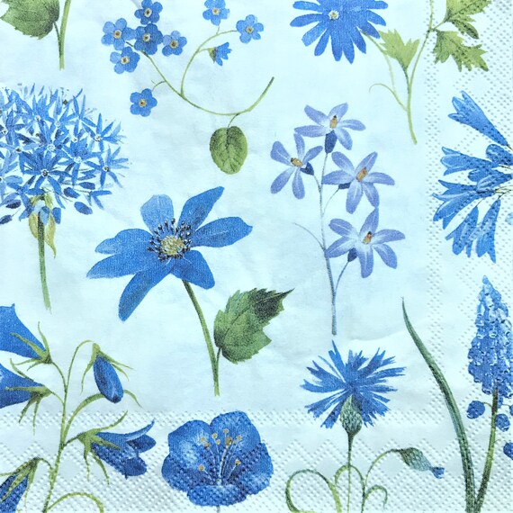 Decoupage Napkin 5 X 5 Cornflower Blue Flowers Etsy