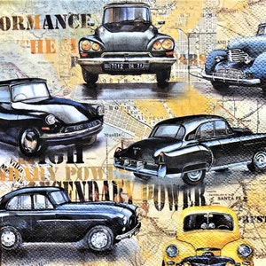 Decoupage Napkin 6.5 X 6.5 Vintage Cars Guest - Etsy