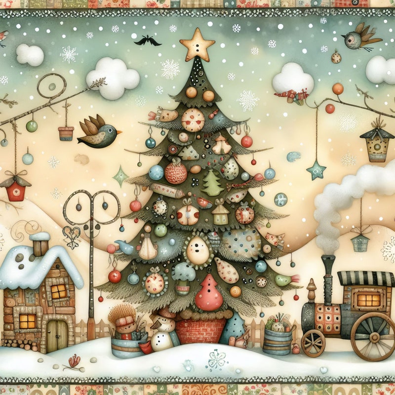 Calico Tree Christmas Calico Digital - Etsy UK
