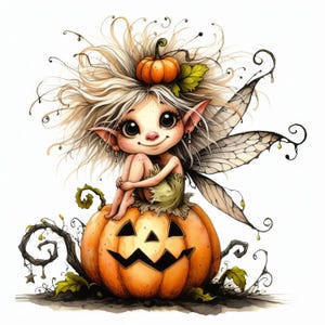 50 imágenes JPEG Imágenes de hadas de Jack-O-Lantern Arte digital imprimible Descarga digital instantánea Scrapbooking Diario Creación de tarjetas Caprichoso