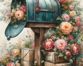 47 images Vintage Mailbox Digital Art Printable Kit Instant Digital Download Vintage Images Clip Art Scrapbooking Journaling Card Making