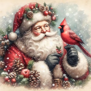 50 Santa and Cardinal Images #2: Digital Art, Instant Digital Download ...