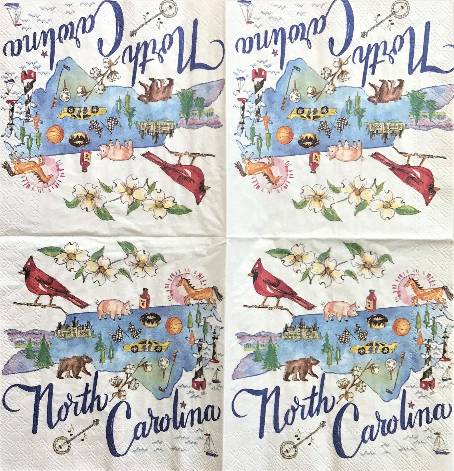 Decoupage Napkin 5 x 5 North Carolina Etsy