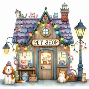 50 images Pet Shop Images Digital Art Printable Instant Digital Download Scrapbooking Journaling Card Making Crafts Whimsical
