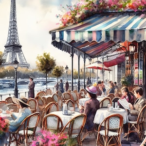 24 images Paris Shops and Cafes Digital Art Printable Instant Digital Download Vintage Images Scrapbooking Journaling Card Making