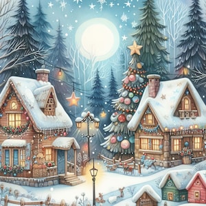 64 imagens Imagens de Vilas de Natal Fantásticas Arte Digital Imprimível Imagens Digitais Vintage Instantâneas Scrapbooking Diário Criação de Cartões